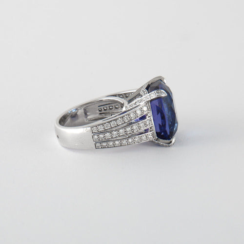 Bague 53 Bague Or Gris Tanzanite & diamants 58 Facettes