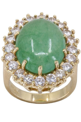 Bague 50 BAGUE POMPADOUR OR JAUNE JADE ET DIAMANTS 58 Facettes 077901