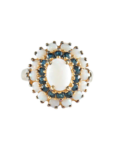 Bague 52 Bague fleur Opale et Onyx 58 Facettes