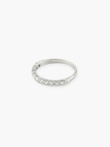 Bague 52 ALLIANCE DEMI TOUR EN OR BLANC ET DIAMANTS 58 Facettes 160019