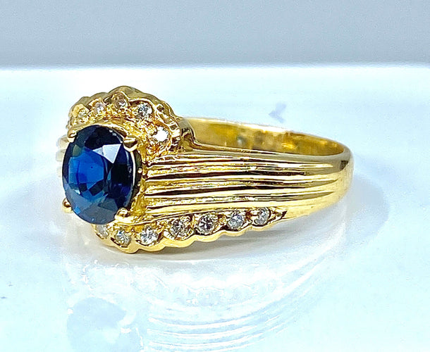 Bague 56 Bague Or jaune Saphir Diamants 58 Facettes AB230