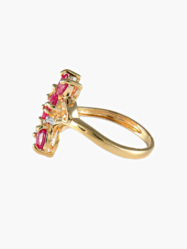 Bague Bague double feuilles rubis or jaune 58 Facettes LP10-14