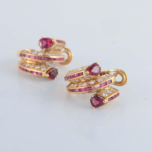 Boucles d'oreilles Boucles d’oreilles rubis diamants 58 Facettes