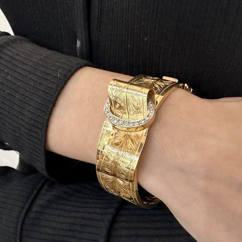 Bracelet Bracelet ouvrant Or rose et platine diamants 58 Facettes