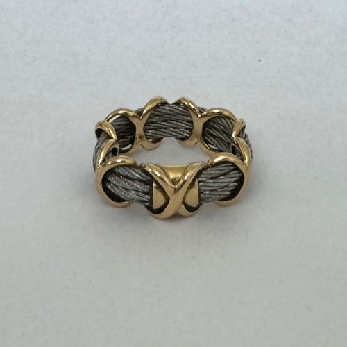 Bague 48 FRED - Bague Force 10 Or Jaune & Acier 58 Facettes E015