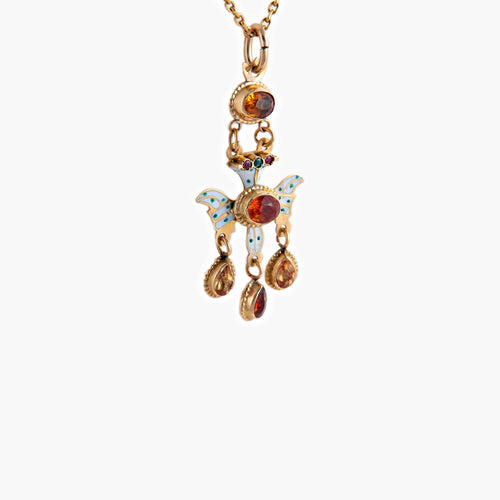 Collier Collier Pendentif Saint-Esprit Email Citrines 58 Facettes