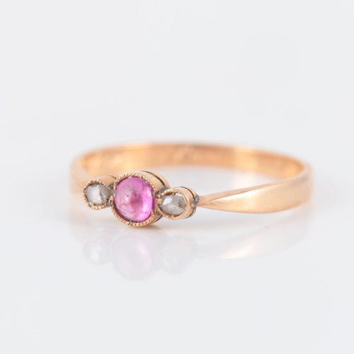 Bague 54.5 Bague or rose, rubis, diamants 58 Facettes P5L15