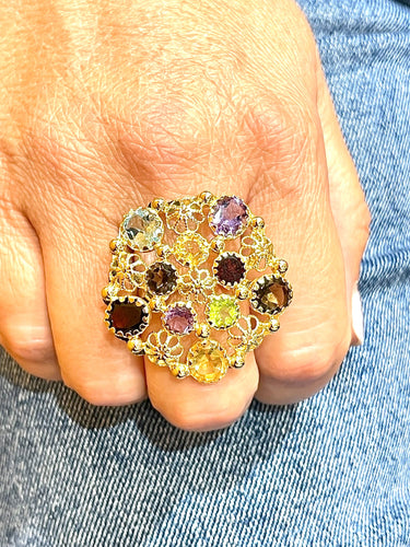 Bague 58 Bague Champignon Or jaune Pierres fines 58 Facettes