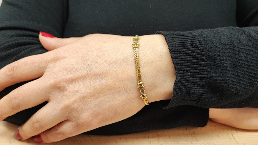 Bague Bracelet or jaune et émeraudes 58 Facettes RA-615/14