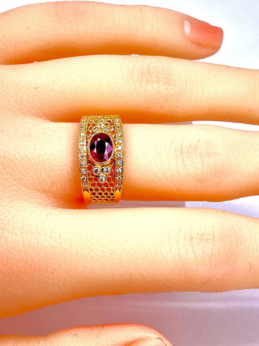 Bague 54 Bague Or jaune Rubis Diamants 58 Facettes AB227