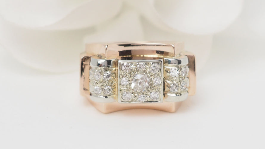 Bague 54 Bague Tank en or rose et diamants 58 Facettes 32563