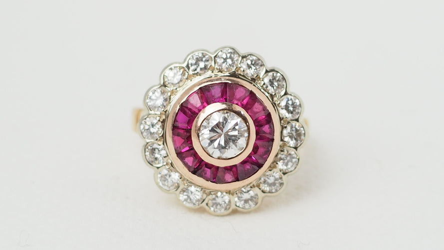 Bague 54 Bague entourage Rubis Diamants 58 Facettes 32432