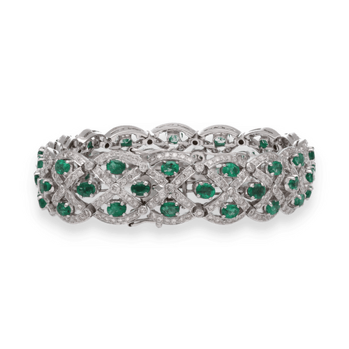 Bracelet Exceptionnel Bracelet Diamants, Emeraudes, Or Gris 58 Facettes