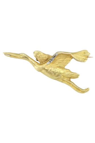 Broche BROCHE ANCIENNE CIGOGNE DIAMANTS 58 Facettes 049941