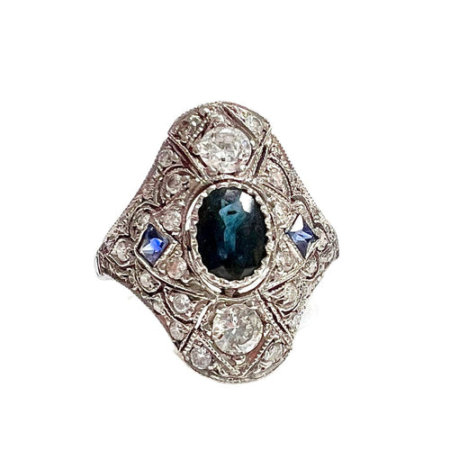 Bague BAGUE ART DÉCO DIAMANTS SAPHIR 58 Facettes Q894A