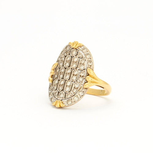 Bague 58 Bague Ovale pavage Diamants 58 Facettes