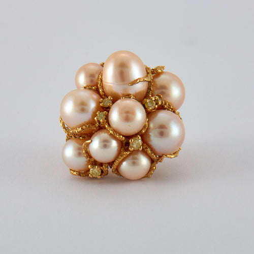 Bague 54 Bague Cocktail Perles Diamants 58 Facettes FL249