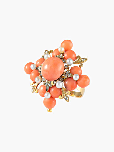 Bague Bague Cabochons de Corail 58 Facettes