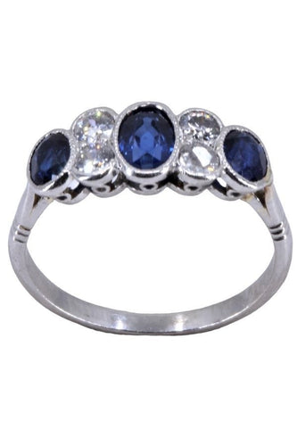 Bague 50 BAGUE ART DÉCO SAPHIRS ET DAMANTS 58 Facettes 071761