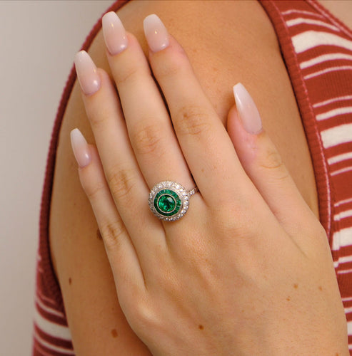 Bague 53 BAGUE ART DÉCO EMERAUDE 58 Facettes
