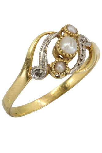 Bague 61 BAGUE PERLES ET DIAMANTS ART NOUVEAU 58 Facettes 049661
