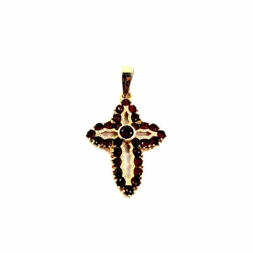 Pendentif CROIX OR JAUNE GRENATS 58 Facettes 3672