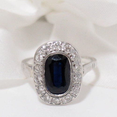 Bague 50 Bague Art Déco en Platine, Saphir & Diamants 58 Facettes 31741