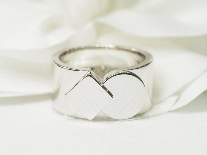 Bague Anneau Fred Motif carré et rond or blanc 58 Facettes 29218