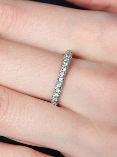 Bague 52 Demi-alliance Or blanc Diamants 58 Facettes