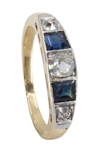 Bague BAGUE ART-DÉCO SAPHIRS ET DIAMANTS 58 Facettes 056271