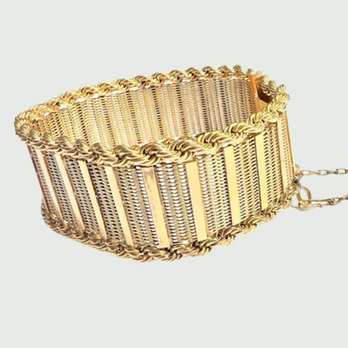 Bracelet Bracelet style Rétro époque 1940-45 en OR 18 carats 58 Facettes Q997A