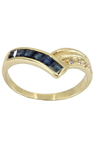 Bague 47.5 BAGUE MODERNE SAPHIRS ET DIAMANTS 58 Facettes 048091