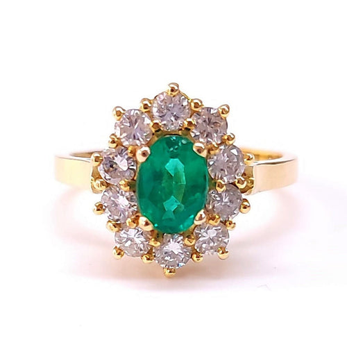 Bague 52.5 Bague marguerite, émeraude et diamants 58 Facettes Fil/Em