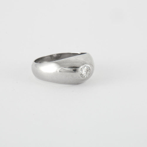 Bague 51 Bague jonc anglais or blanc diamant 58 Facettes