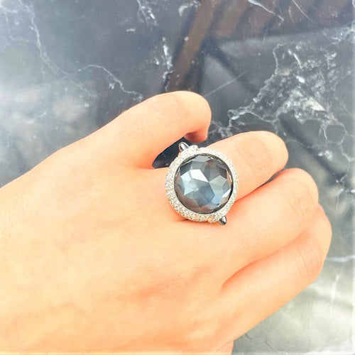 Bague 52 Bague en Or blanc, Pierre Noire & Diamants 58 Facettes 20400000642