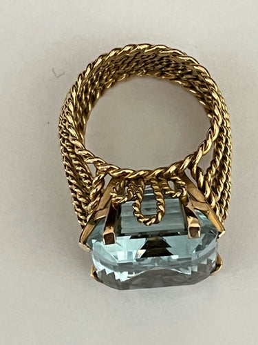 Bague 52 Bague Or Jaune Aigue-Marine 58 Facettes LOT 4432