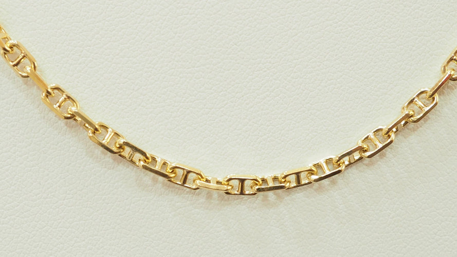 Collier 70cm Sautoir maille marine limée en or jaune 58 Facettes 32468