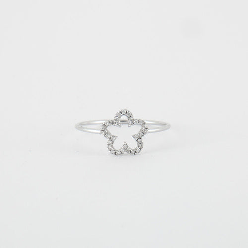 Bague 54 Bague Fleur Or blanc Diamants 58 Facettes