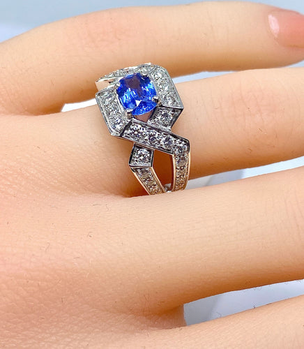 Bague 53 Bague bandeau saphir Ceylan diamants 58 Facettes AB252