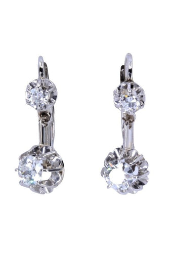 Boucles d'oreilles DORMEUSES ANCIENNES DIAMANTS 58 Facettes 066201