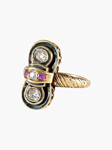 Bague 52 Bague Or Email Diamants 58 Facettes