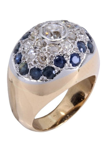 Bague 48 BAGUE DÔME ANCIENNE SAPHIRS ET DIAMANTS 58 Facettes 066301