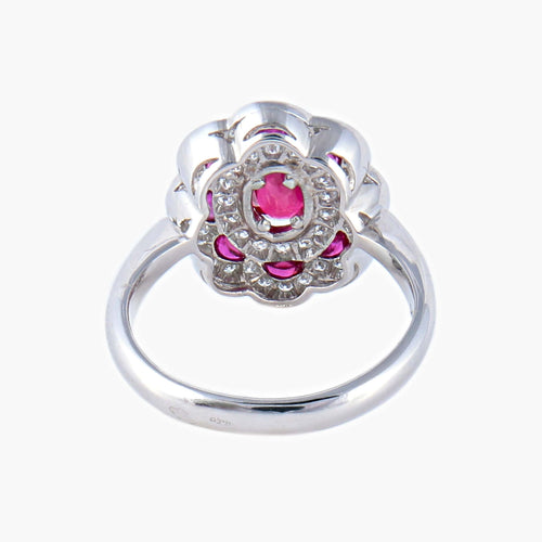 Bague 53 Bague Style 1900 Rubis Diamants 58 Facettes