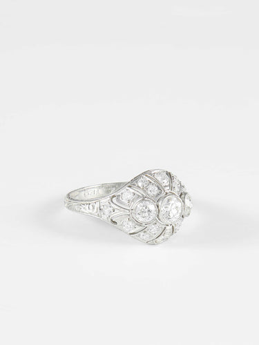 Bague 56 Bague Dôme Platine Diamants 58 Facettes