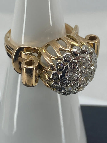 Bague 51 Bague or jaune,, diamants 58 Facettes