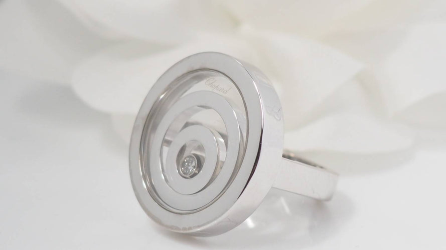 Bague 51.5 Bague Chopard Happy Spirit en or blanc 58 Facettes