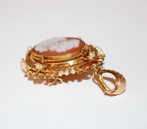 Broche Broche-Pendentif XIXe camée et perles 58 Facettes 459.1