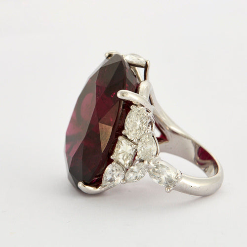 Bague 53.5 Bague Cocktail Rubellite 69cts Diamants 58 Facettes