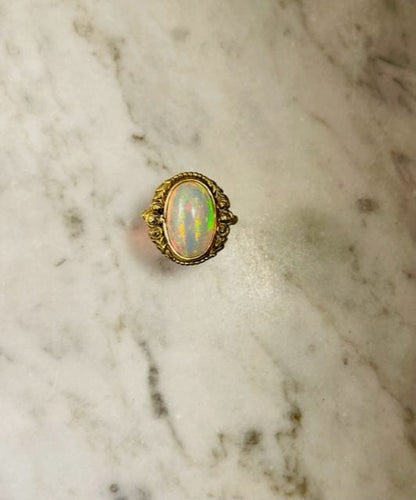 Bague 53.5 Bague ancienne, Art Nouveau, opale 58 Facettes