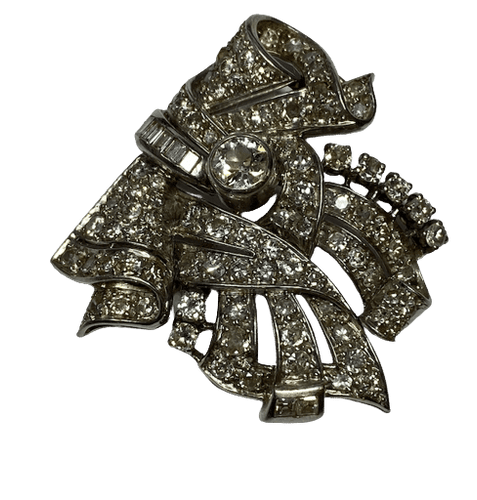 Broche BROCHE ART DECO PLATINE OR DIAMANTS 58 Facettes